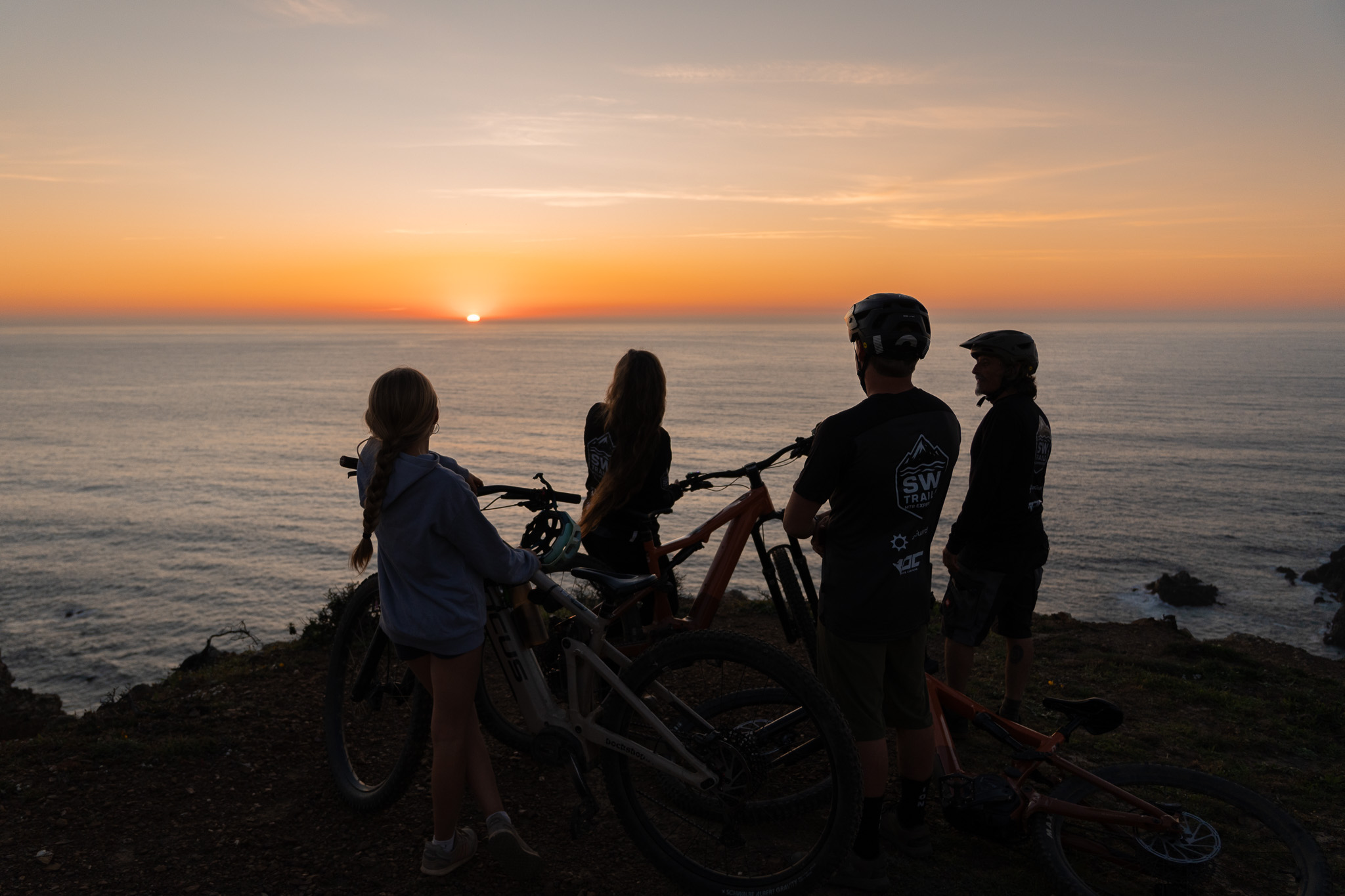 Mountain bike trail in golden evening light