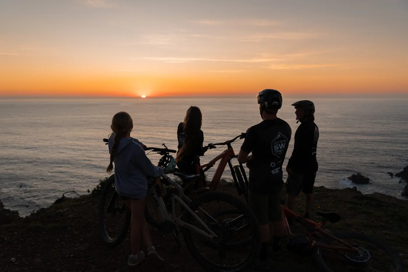 Mountain bike trail in golden evening light