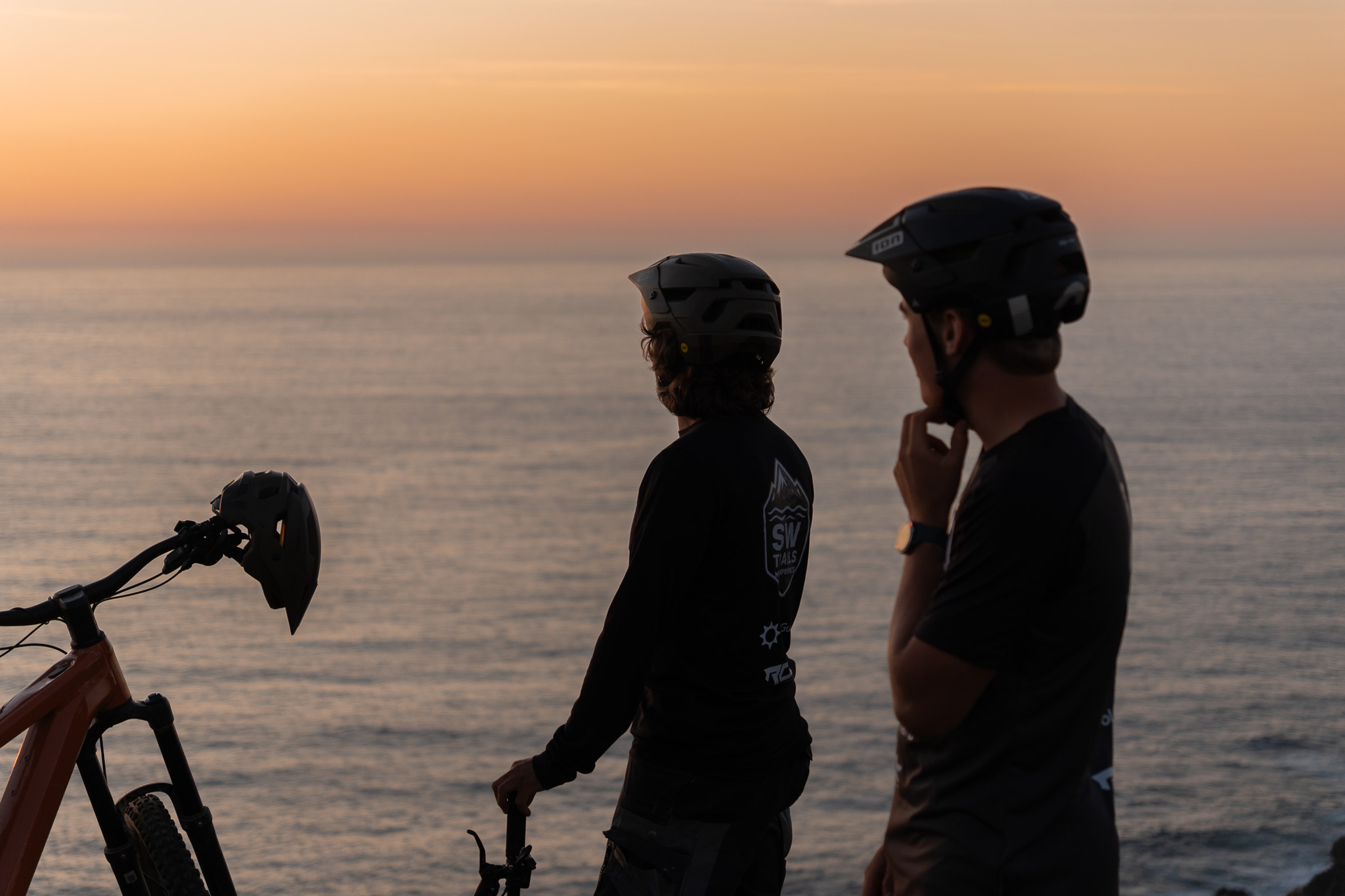 Rider on smooth trail during sunset